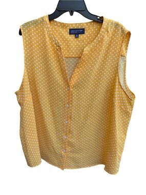 Jones New York Signature Woman 3X Yellow Polka Dot Sleeveless Blouse